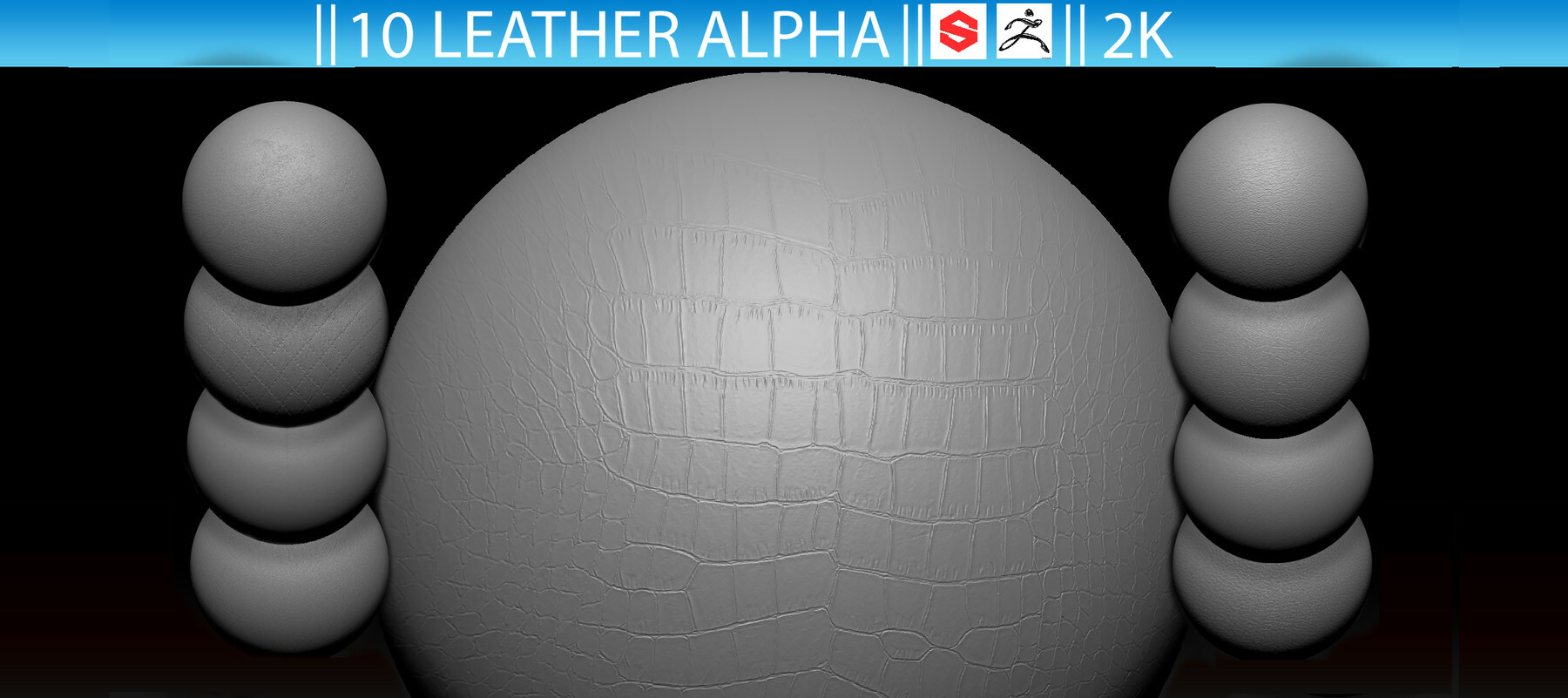 10 Leather Alpha Fabric (ZBrush, Substance, 2K, PSD) preview