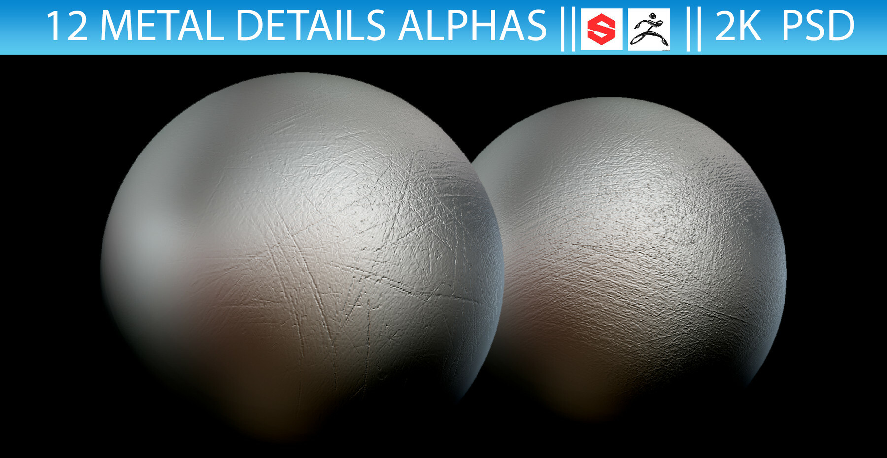 12 Metal Details Alphas (Zbrush, Substance, 2K, PSD) preview