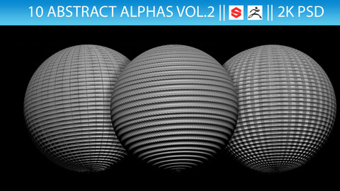 10 Abstract Alphas Vol.2 (ZBrush, Substance, 2K, PSD)
