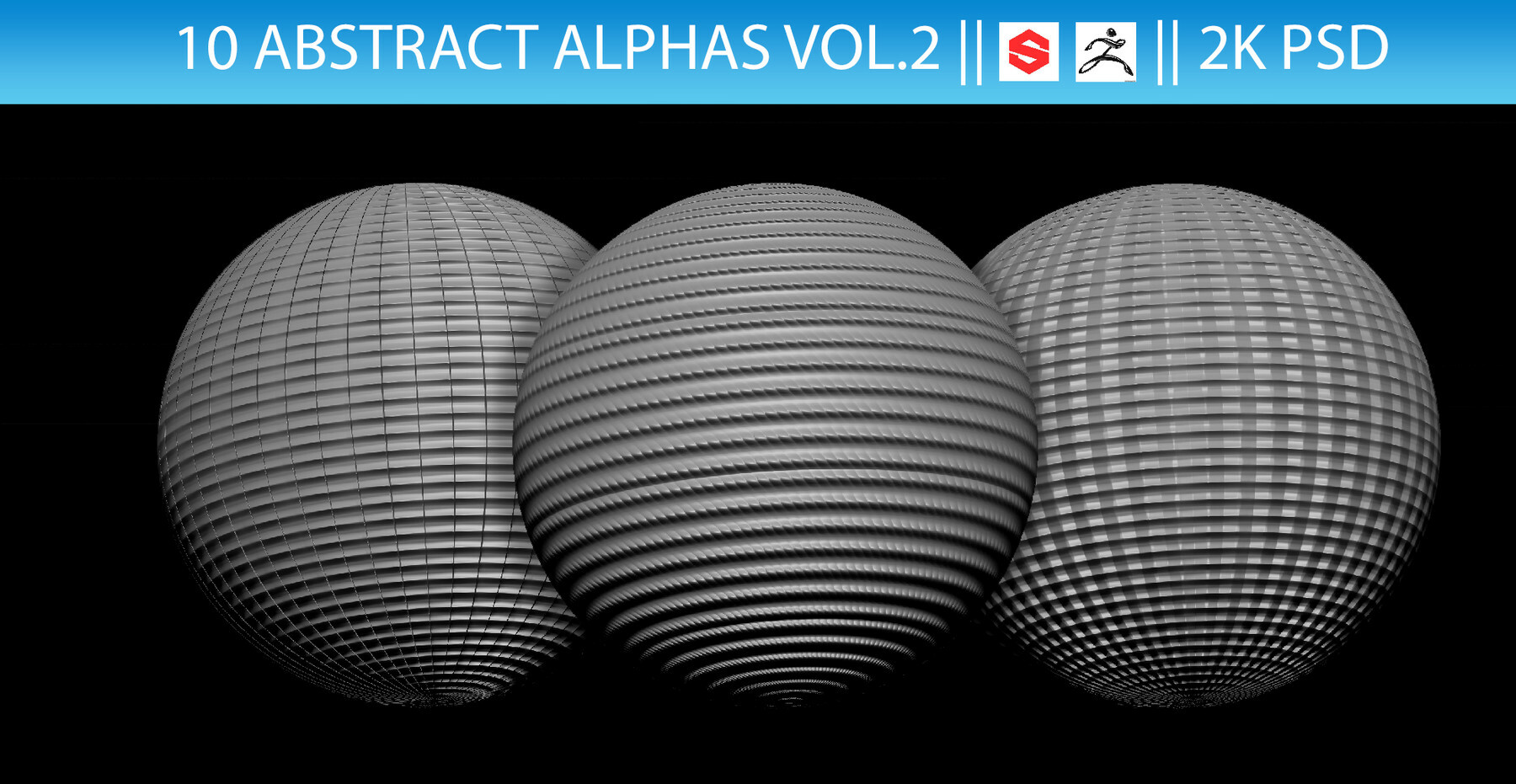 10 Abstract Alphas Vol.2 (ZBrush, Substance, 2K, PSD) preview