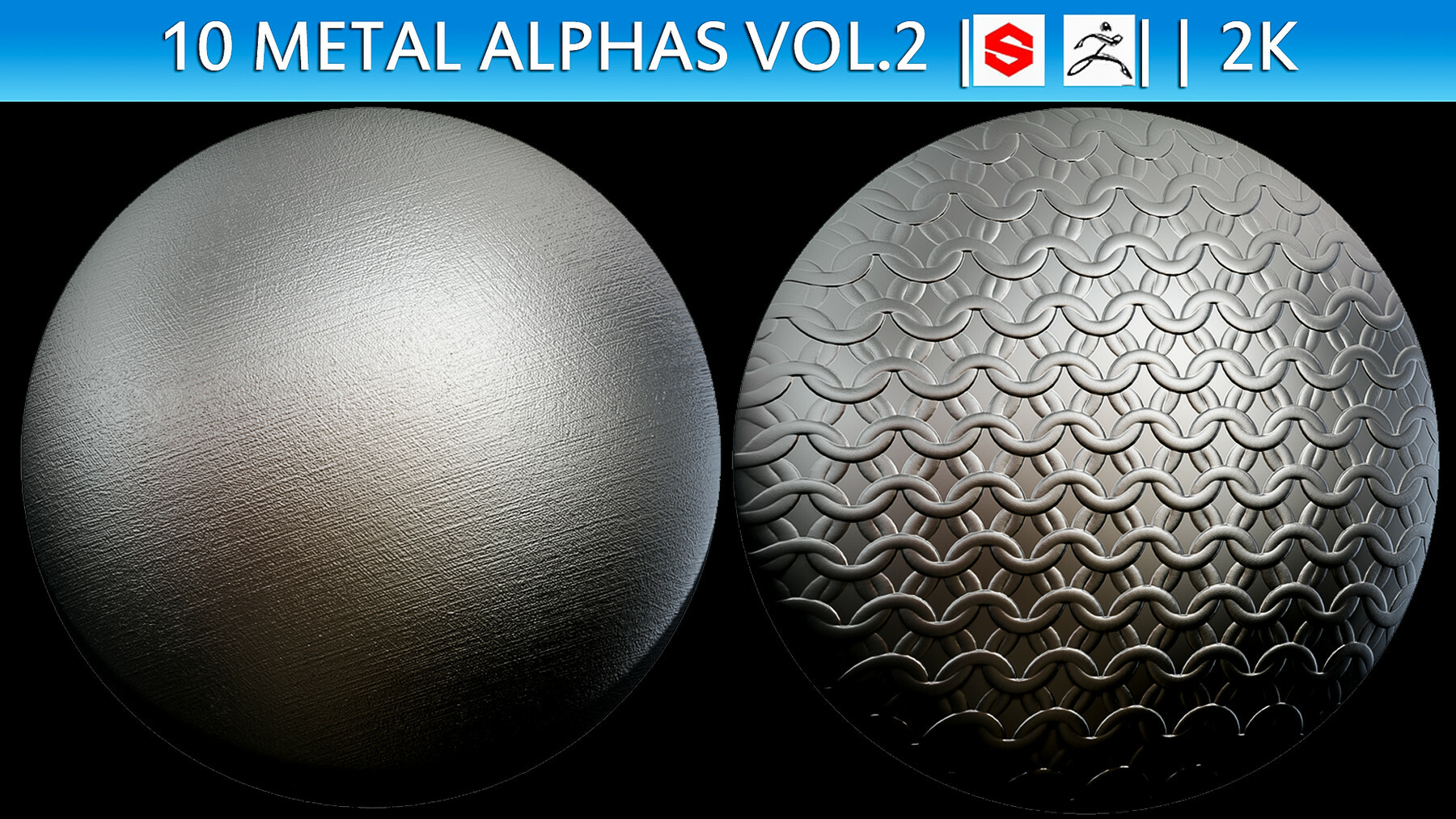 10 Metal Alphas Vol.2 (ZBrush, Substance, 2K) preview 2