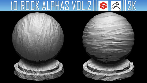 10 Rock Alphas Vol.2 (ZBRush, Substance, 2K)