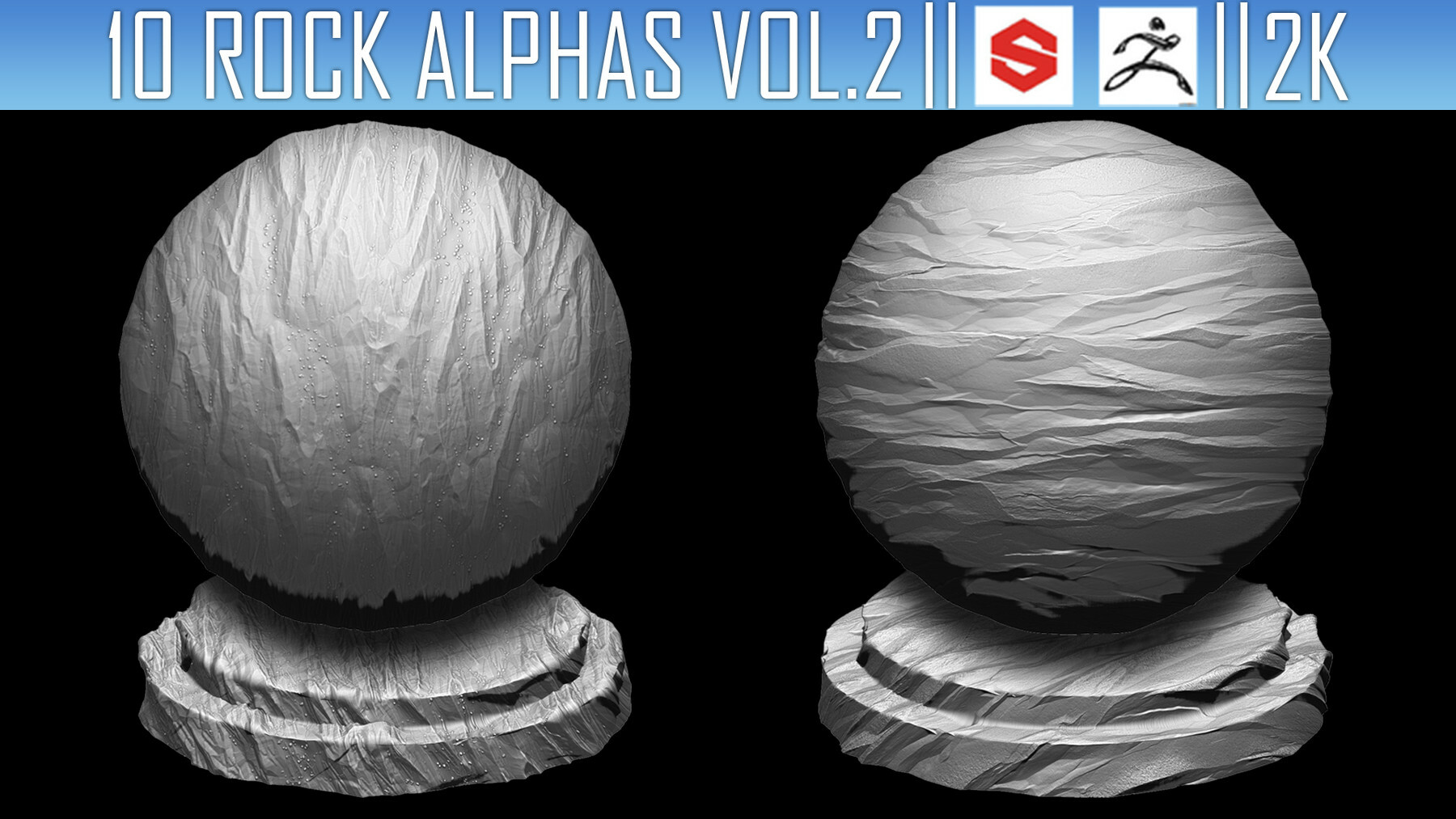 10 Rock Alphas Vol.2 (ZBRush, Substance, 2K) preview