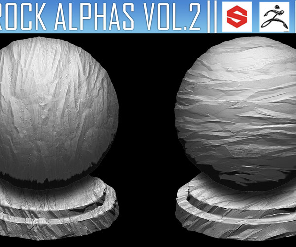 ArtStation - 10 Rock Alphas Vol.2 (ZBRush, Substance, 2K) | Brushes