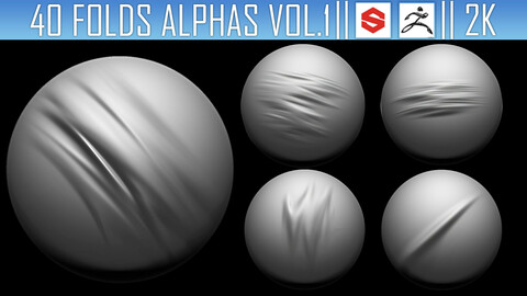 40 Folds Alphas Vol.1 (ZBRush, Substance, 2K)