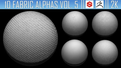 10 Fabric Alphas Vol.5 (ZBrush, Substance, 2K)