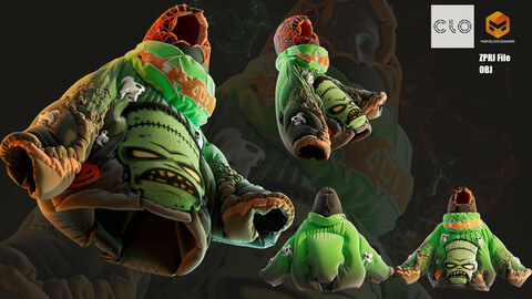 DIGITAL FASHION JACKET - Hypebeast Fashion Jacket - CLO 3D / MARVELOUS DESIGNER + OBJ File - Streetwear Series #002