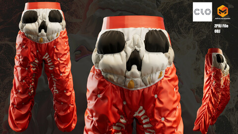 DIGITAL FASHION PANTS - Hypebeast Fashion Pants - CLO 3D / MARVELOUS DESIGNER + OBJ File - Streetwear Series #004