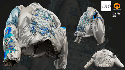 DIGITAL FASHION JACKET - Hypebeast Fashion Jacket - CLO 3D / MARVELOUS DESIGNER + OBJ File - Streetwear Series #008