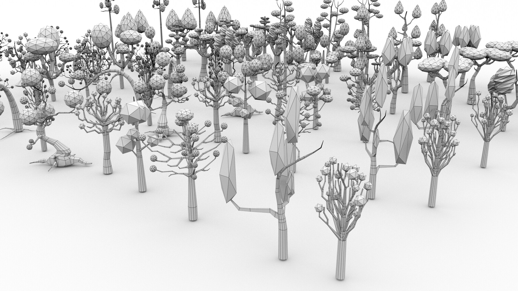 Trees pack. 3d модель дерева. 3d модели деревьев pack. геометрические деревья 3д.