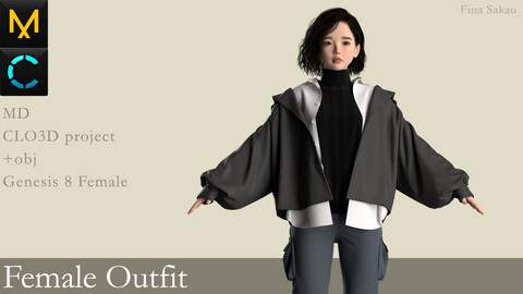 Female Outfit #6. Marvelous Designer / Clo 3D project +obj