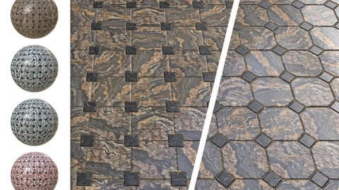 Tile 003 Granite Floor Material textures PBR (Metal/Rough & Spec/Gloss) 3 Colors - 2 Types