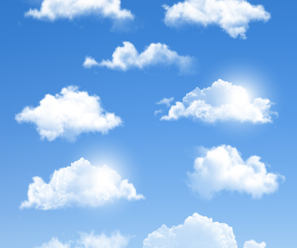 ArtStation - Realistic blue sky with clouds of various shape. Vector ...