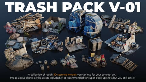 Trash Pack V-01 - 3D scanned Kitbash assets