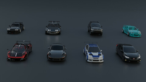 Cars | Vehicle | Realistic Textured file | Download Now | customizable 8 cars pack