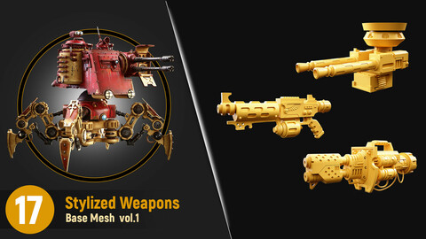 17 Stylized Weapons base mesh Vol.1