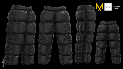 Future Fashion Puffer Pants Oversize #018 - Clo 3D / Marvelous Designer + OBJ / DIGITAL FASHION / STREET WEAR / OVERSIZED  / HYPEBEAST