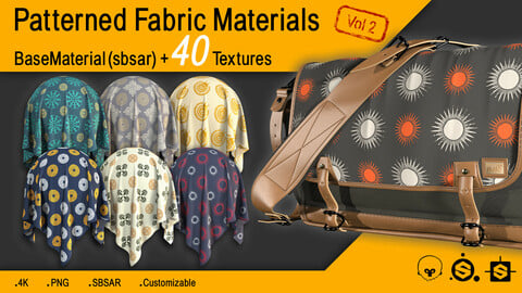 Patterned Fabric Materials + 40 Textures (4K) Vol 2