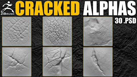 30 Cracked Alphas Vol.1 (ZBrush, Substance, 2K)