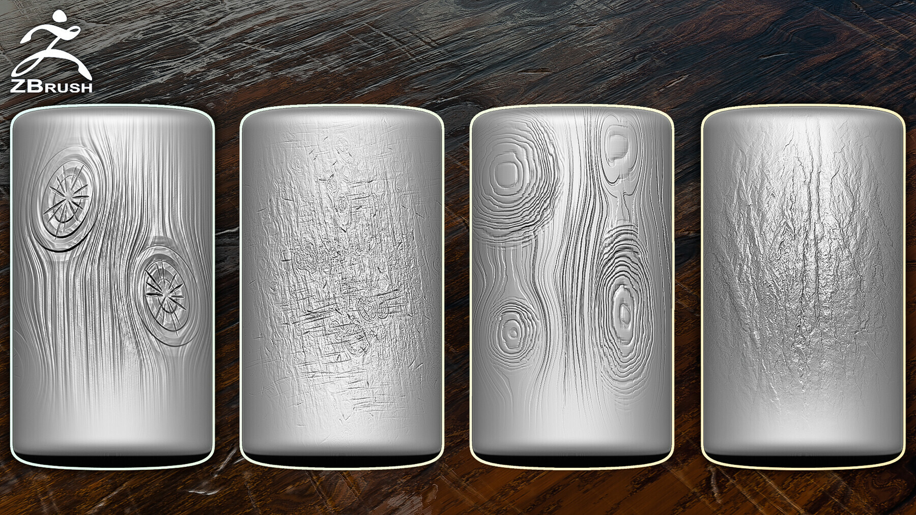 Wood & Bark Brushes for ZBrush (24 VDM + Alphas) preview 2