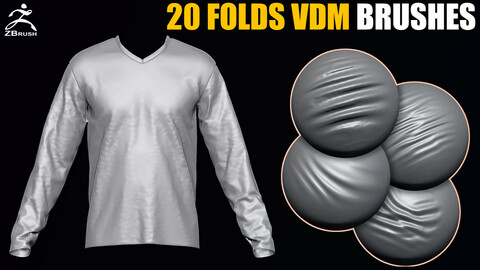 20 Folds VDM Brush for ZBrush + 20 Alphas (PSD)