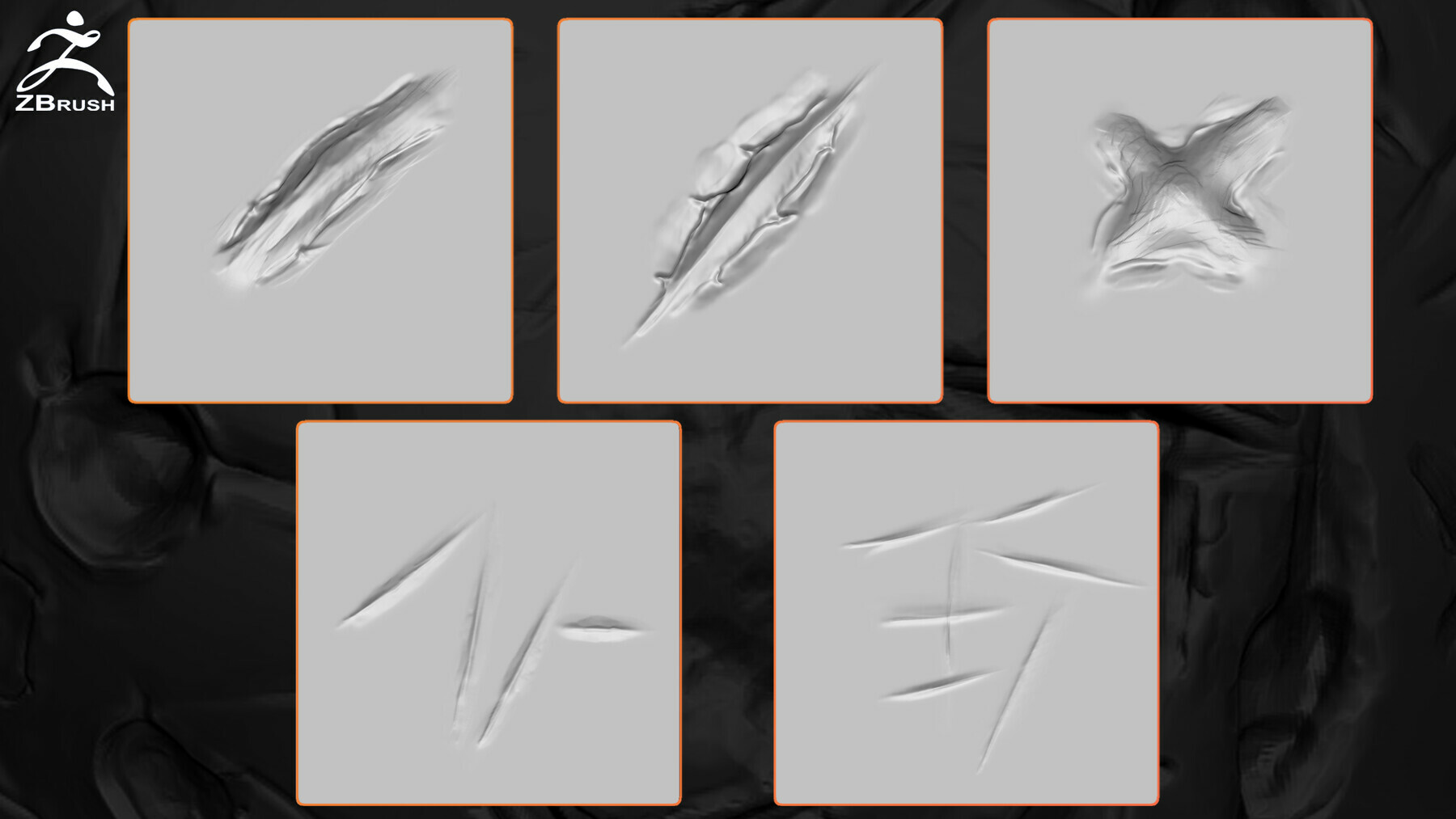 25 Metal Surface Damages VDM Brush for ZBrush (+10 Alphas) preview 1