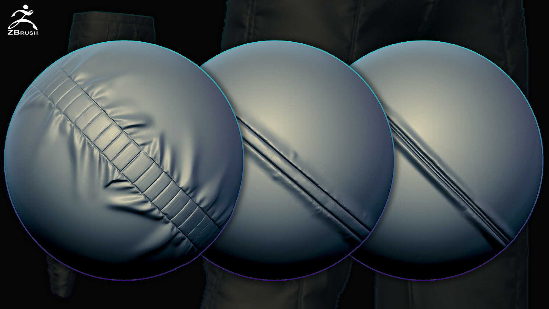 Seam and Folds Brushes for ZBrush (ZBP & PSD) preview 2