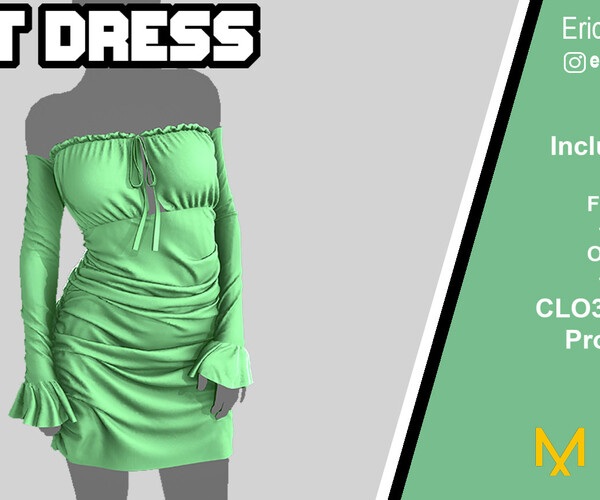 ArtStation Mint dress Game Assets
