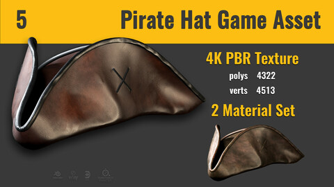 Pirate Hat 5 ( Game Asset , 2 Material Set )