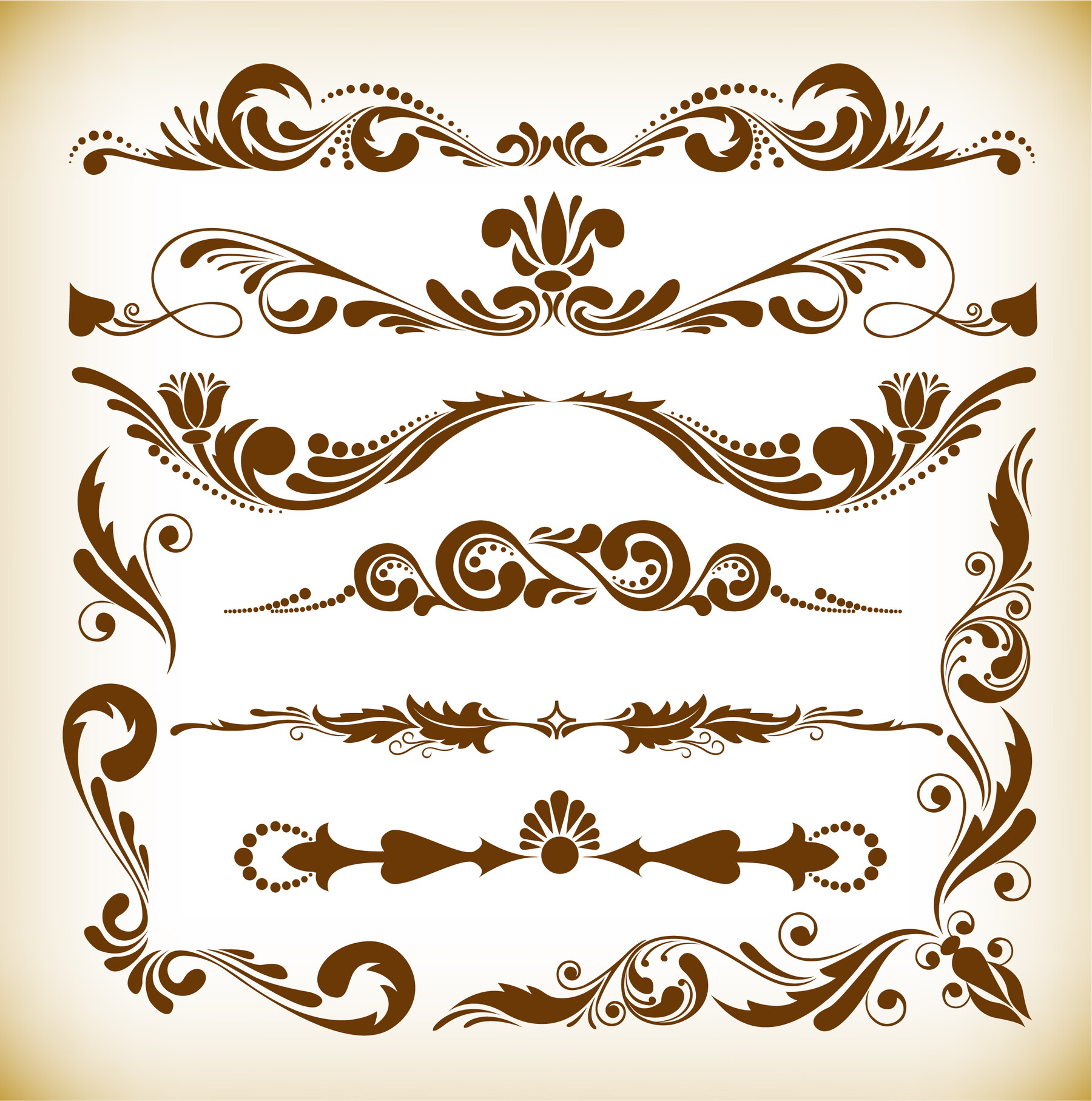 ArtStation - Vector Illustration Set of Vintage Ornament Elements ...