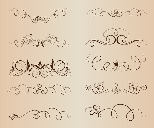 Artstation Vector Set Of Vintage Calligraphic Elements Illustration Set Artworks 0593