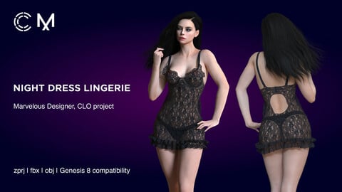 Night Dress Lingerie | Marvelous Designer | CLO3D project