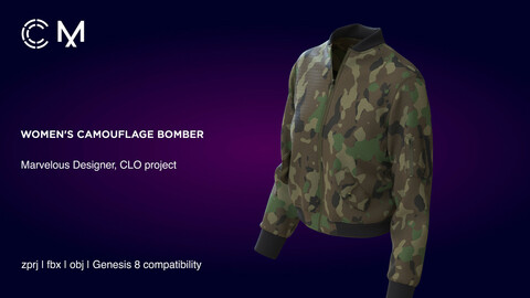 Women's Сamouflage Bomber | Marvelous Designer | CLO3D project