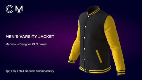 Men's Varsity Jacket | Marvelous Designer | CLO3D project