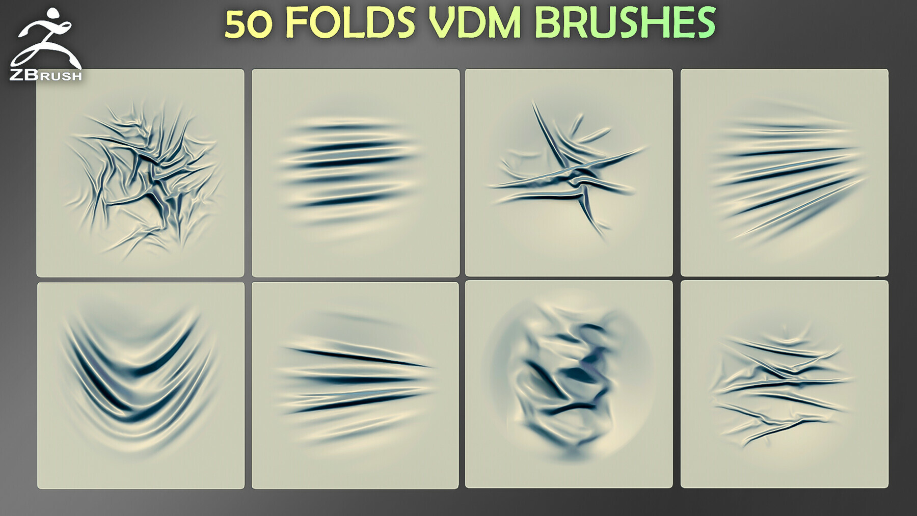 50 Folds VDM Brushes for ZBrush preview 1