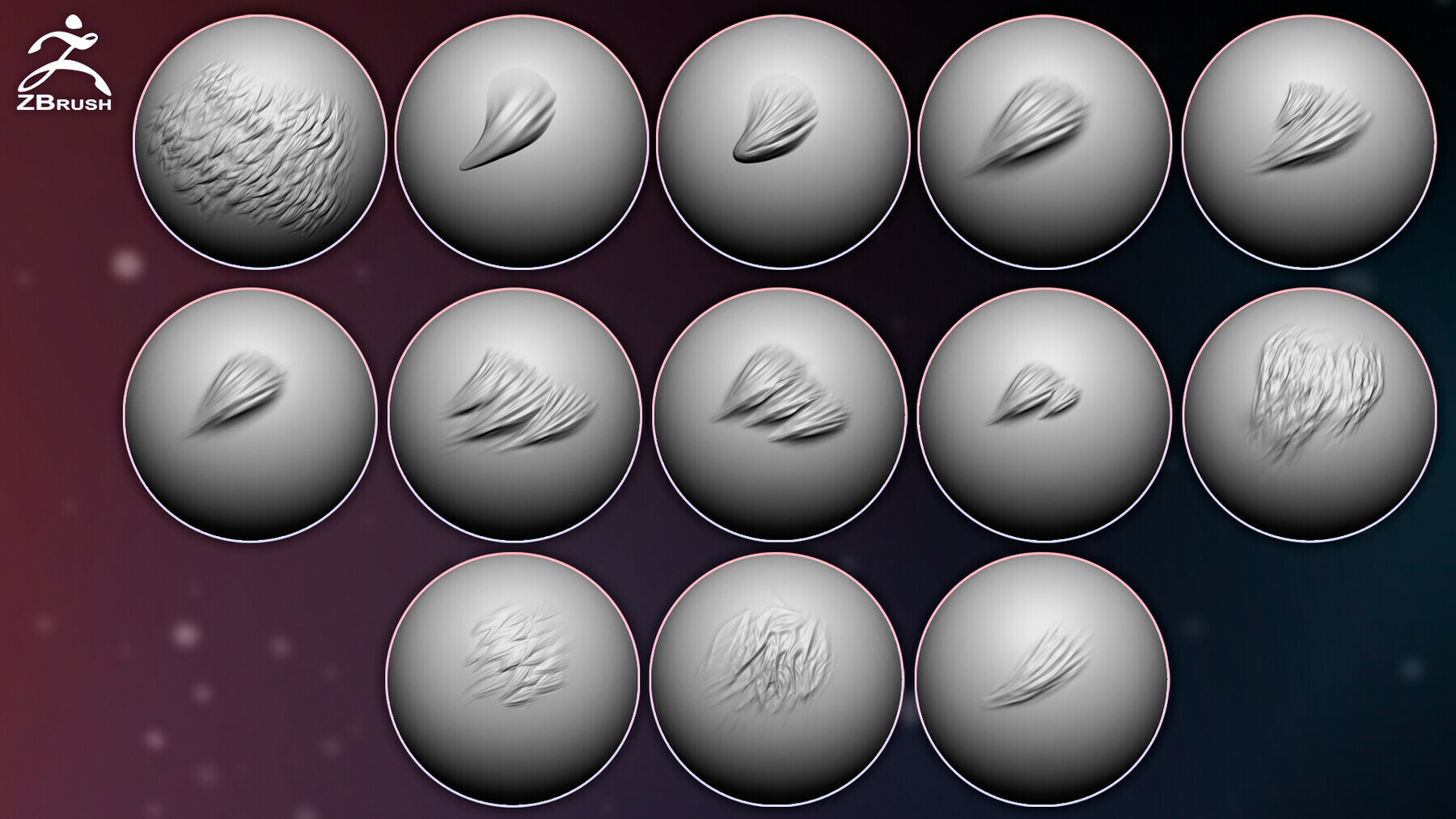 Fur VDM Brush and Alphas for ZBrush preview 1