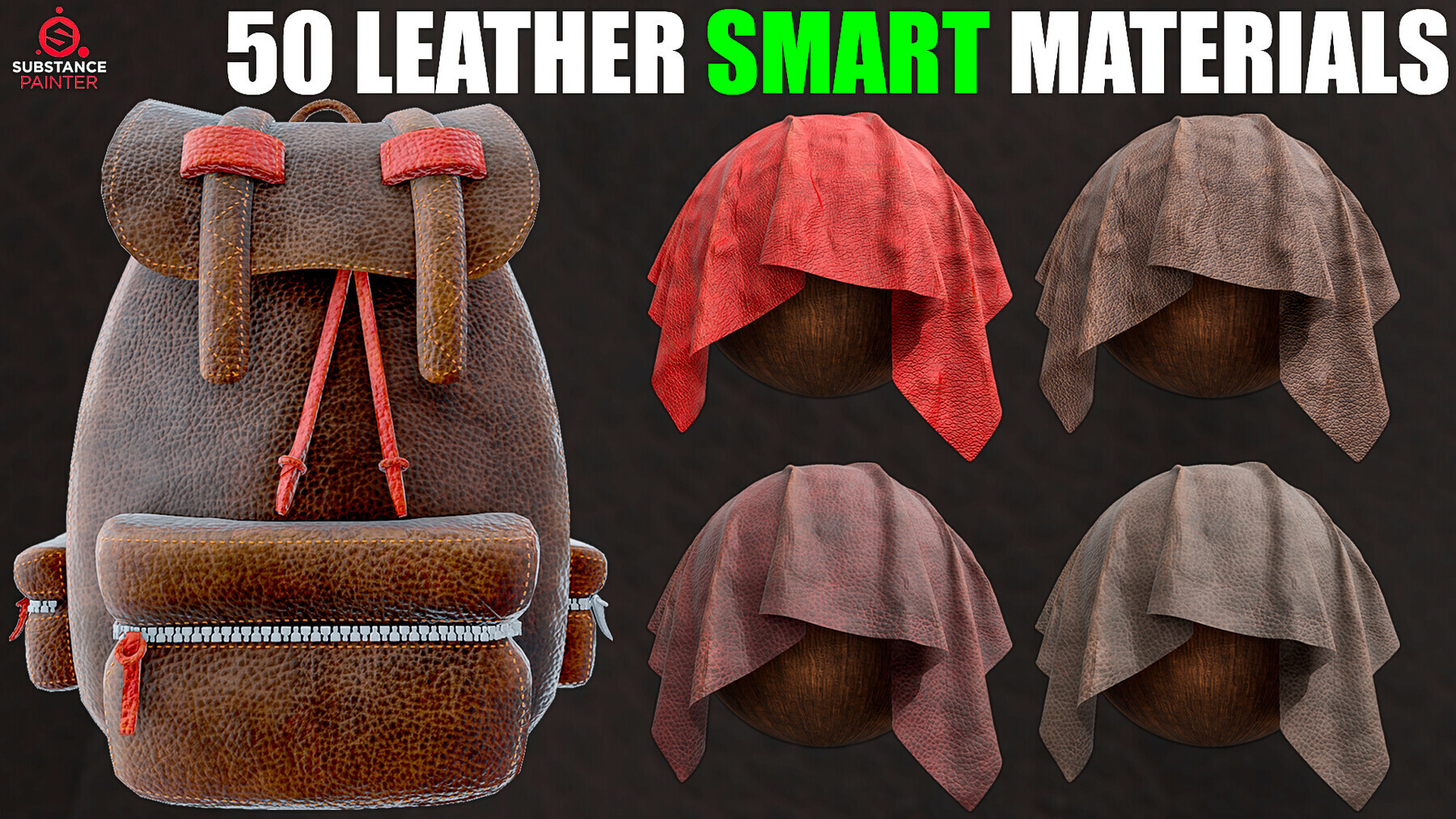 50 Leather Smart Materials (Substance Painter) preview