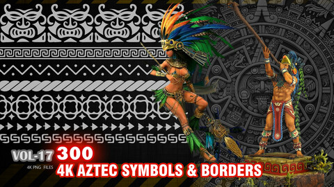 300 4K AZTEC SYMBOLS AND BORDER PATTERNS - VOL17