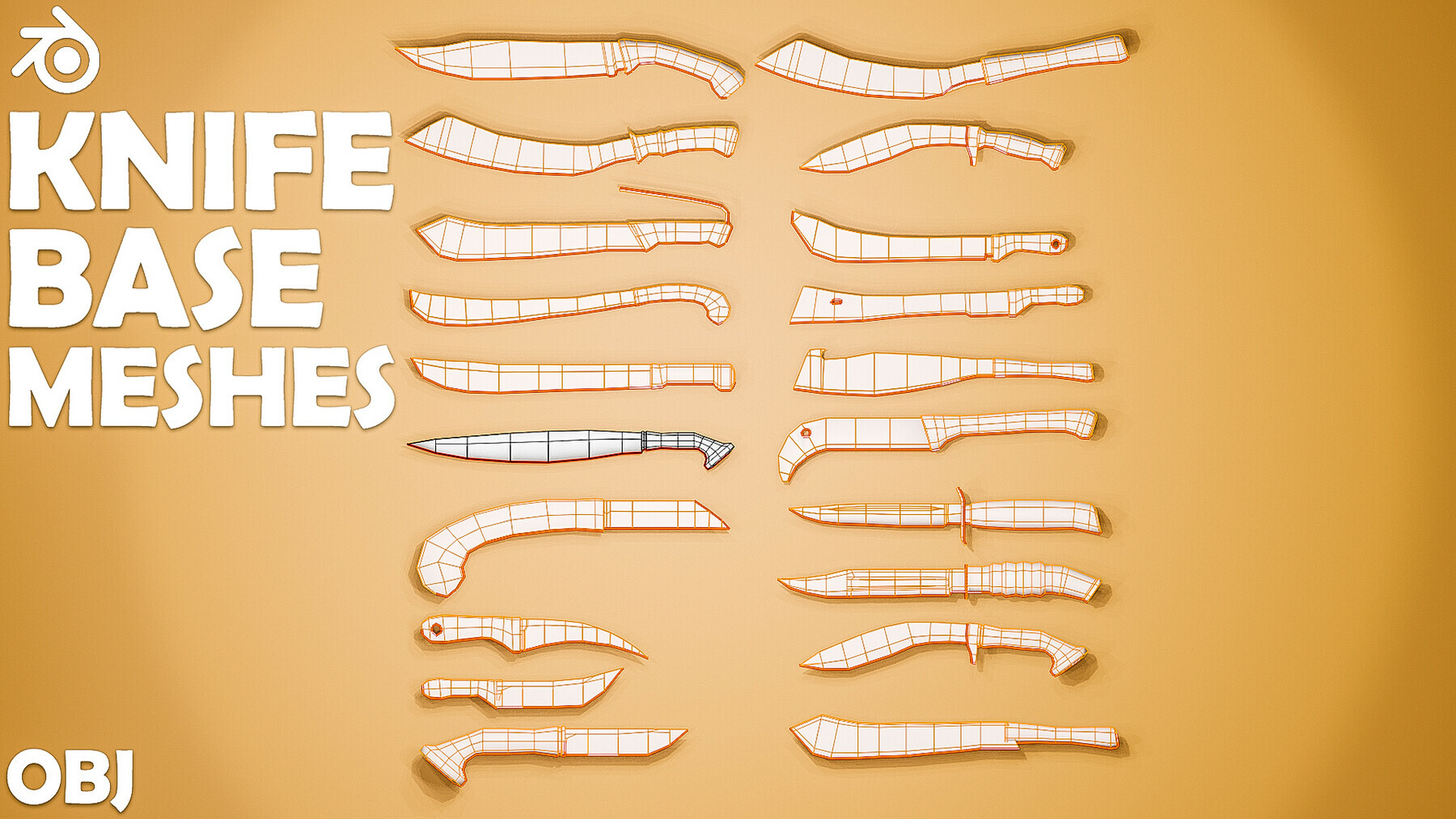 Knives Base Models - Low Poly preview