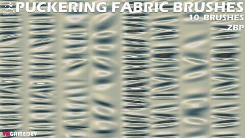 10 Puckering Fabric Brushes for ZBrush