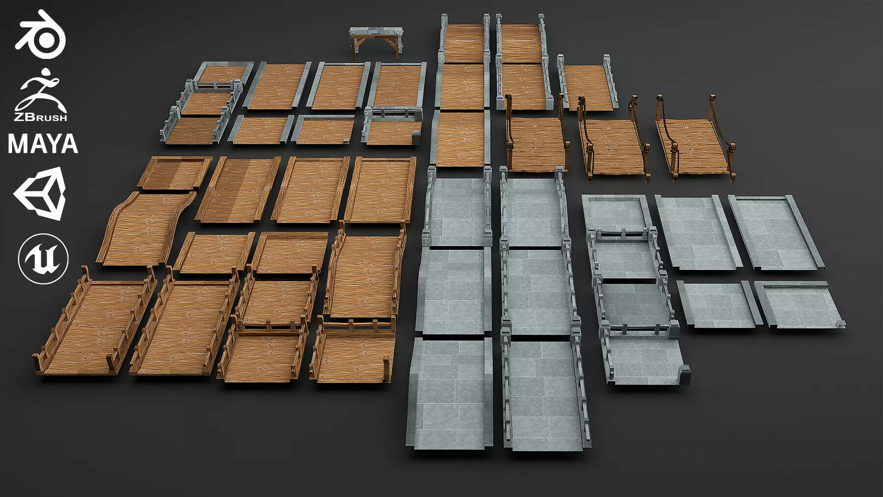 Bridges Bundle Models Low Poly preview 1