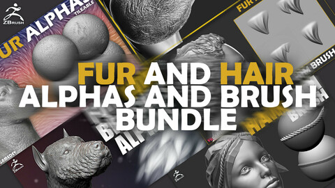 100+ Fur and Hair Alphas and Brush Bundle