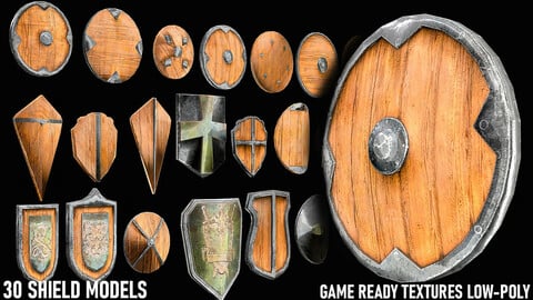 30 Shield Models Game-Ready