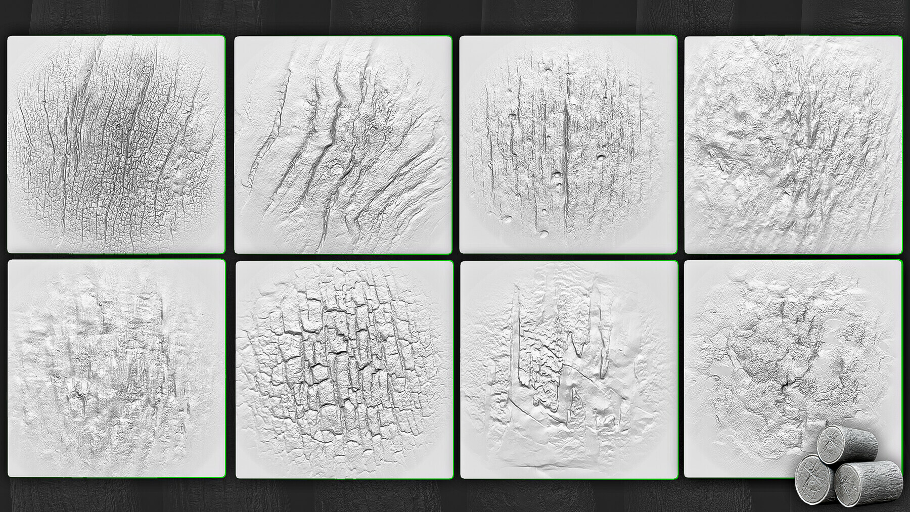 35 Tree Bark Alphas (ZBrush, Substance) preview 2