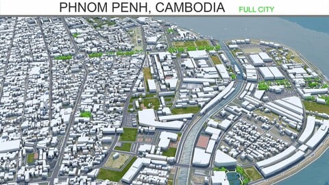 Phnom Penh city Cambodia 3d model 50km