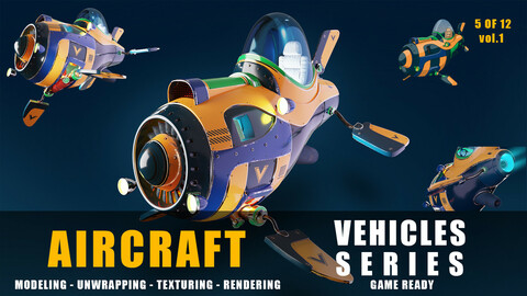 Humoro sci fi Aircraft game ready high poly and low poly (original concept) NO.5