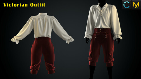 Victorian Outfit Marvelous Designer/clo3d ZPRJ File + OBJ