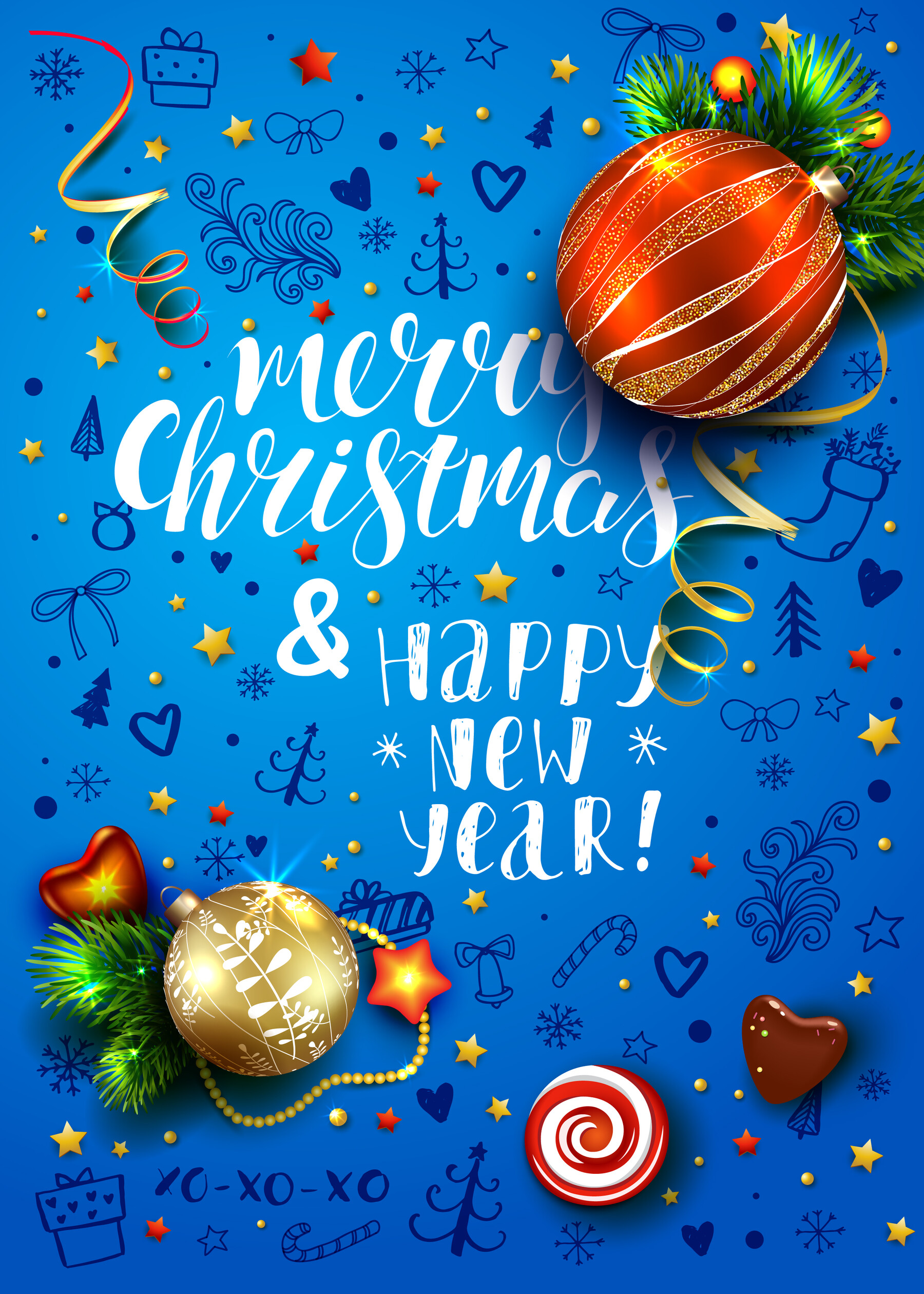 ArtStation - Vector Illustration Christmas Cards, celebration New Year ...