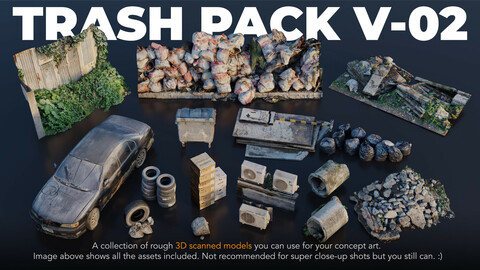 Trash Pack V-02 - 3D scanned Kitbash assets