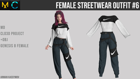Female Streetwear Outfit #6 Marvelous Designer Project | +.obj